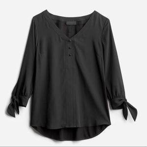 FORTUNE + IVY Black Tie Sleeve Blouse